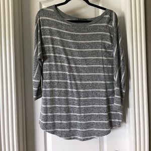 Gray and white top with 3/4 sleeves very soft