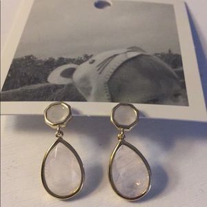 Anthropologie, blush pink drop earrings
