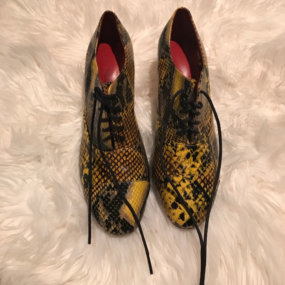 Genuine Leather Snake Printed Heels