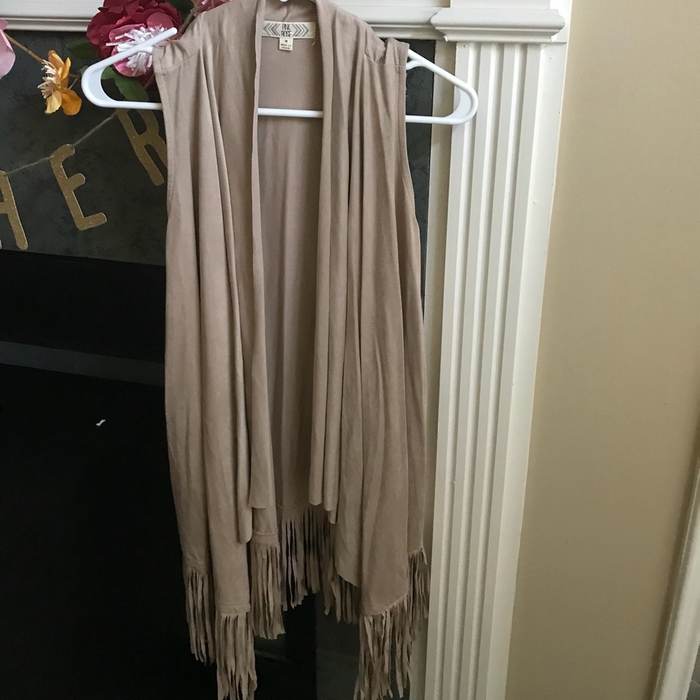Faux Suede Fringe Vest