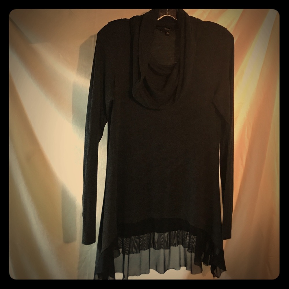 Scarf Neck Black Top