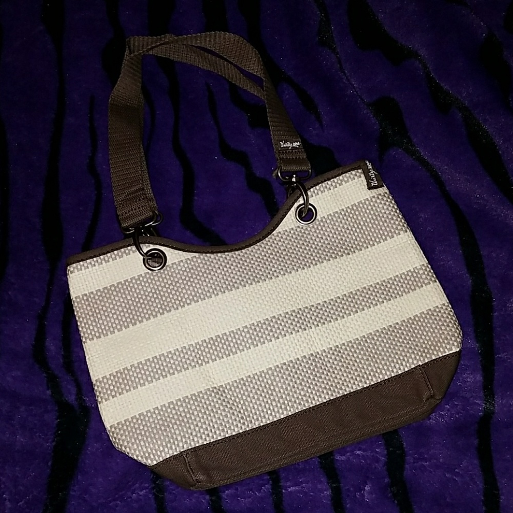 Thirty-One Canvas Crew Mini "Taupe Straw Stripe"