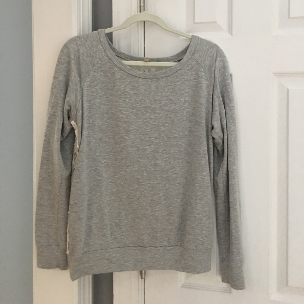 Anthro Flirty Back Lace Sweatshirt.