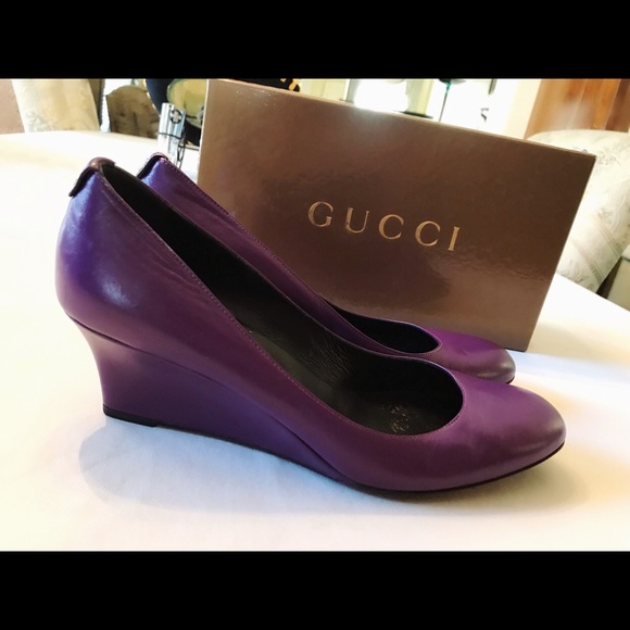 Gucci Wedges Purple Nappa Moorea 39.5 - Picture 2 of 5