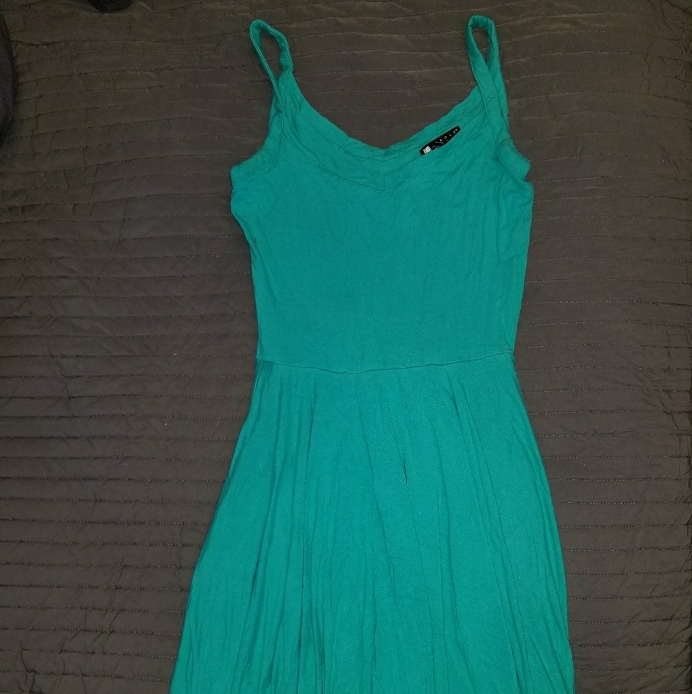 Teal summer dress with pockets XS
