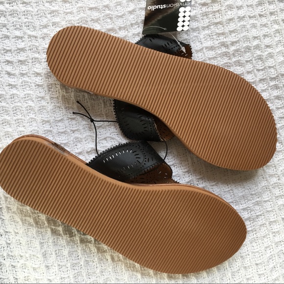 Just In! Black Lasercut Faux Leather Sandals - Picture 4 of 4