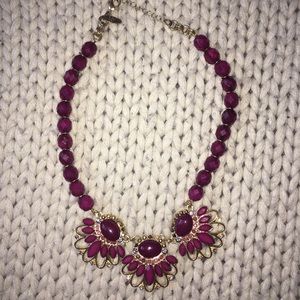 SOLD: NY&C Maroon Flower Statement Necklace