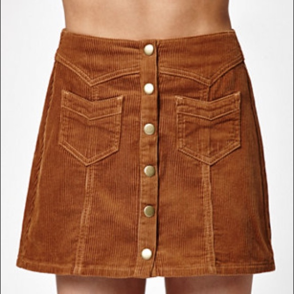 Kendall & Kylie Corduroy Brown Skirt