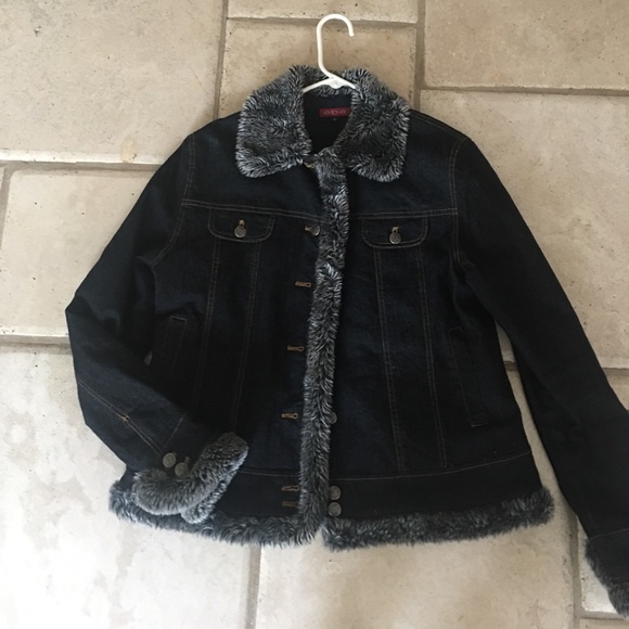 black jean jacket with fur womens