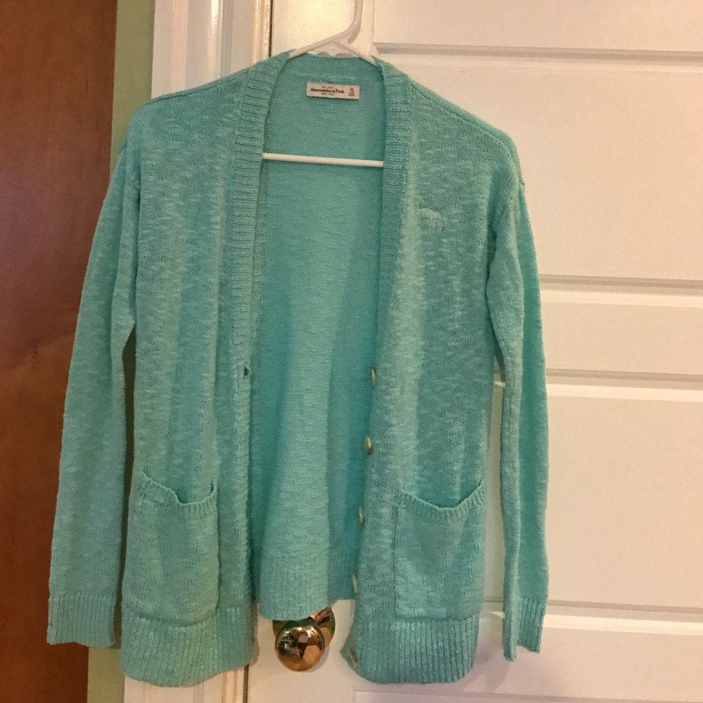 aqua blue cardigan