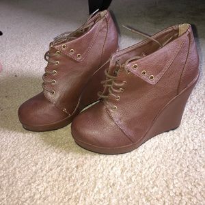 Brown Wedge Booties