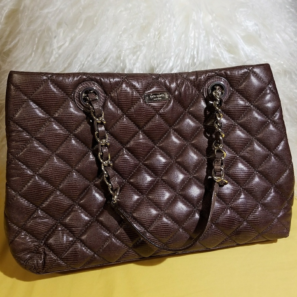 Brown/purple quilted Kate Spade handbag