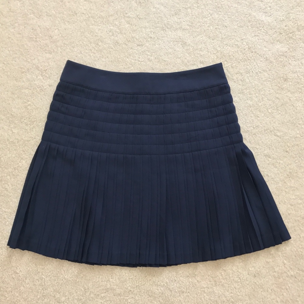 J. Crew Navy Pleated Lattice Skirt NWT Size 6