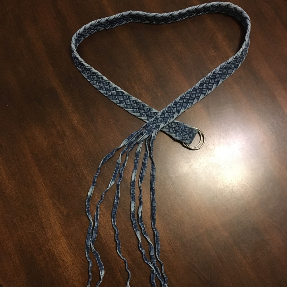 Denim Braided Belt w/Fringe