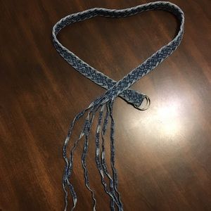 Denim Braided Belt w/Fringe