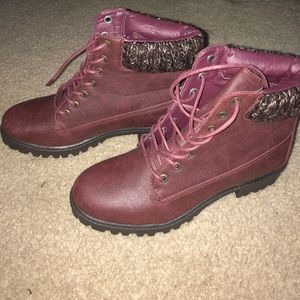 Burgundy Combat Boot