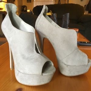 Grey suede heels
