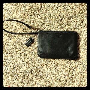 COACH WRISTLET! Black Leather - Tan Interior