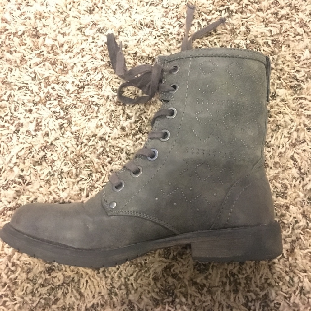Grey combat boots