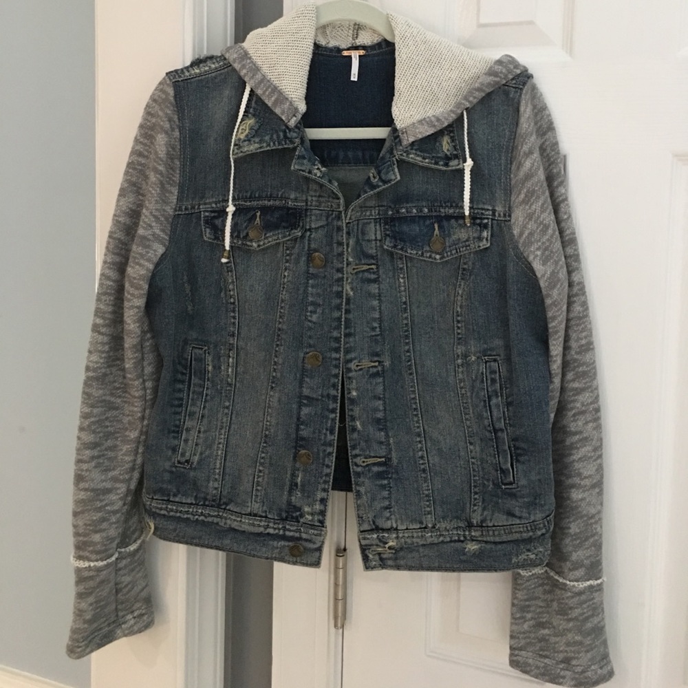 Free People Jean Jacket Hoodie.