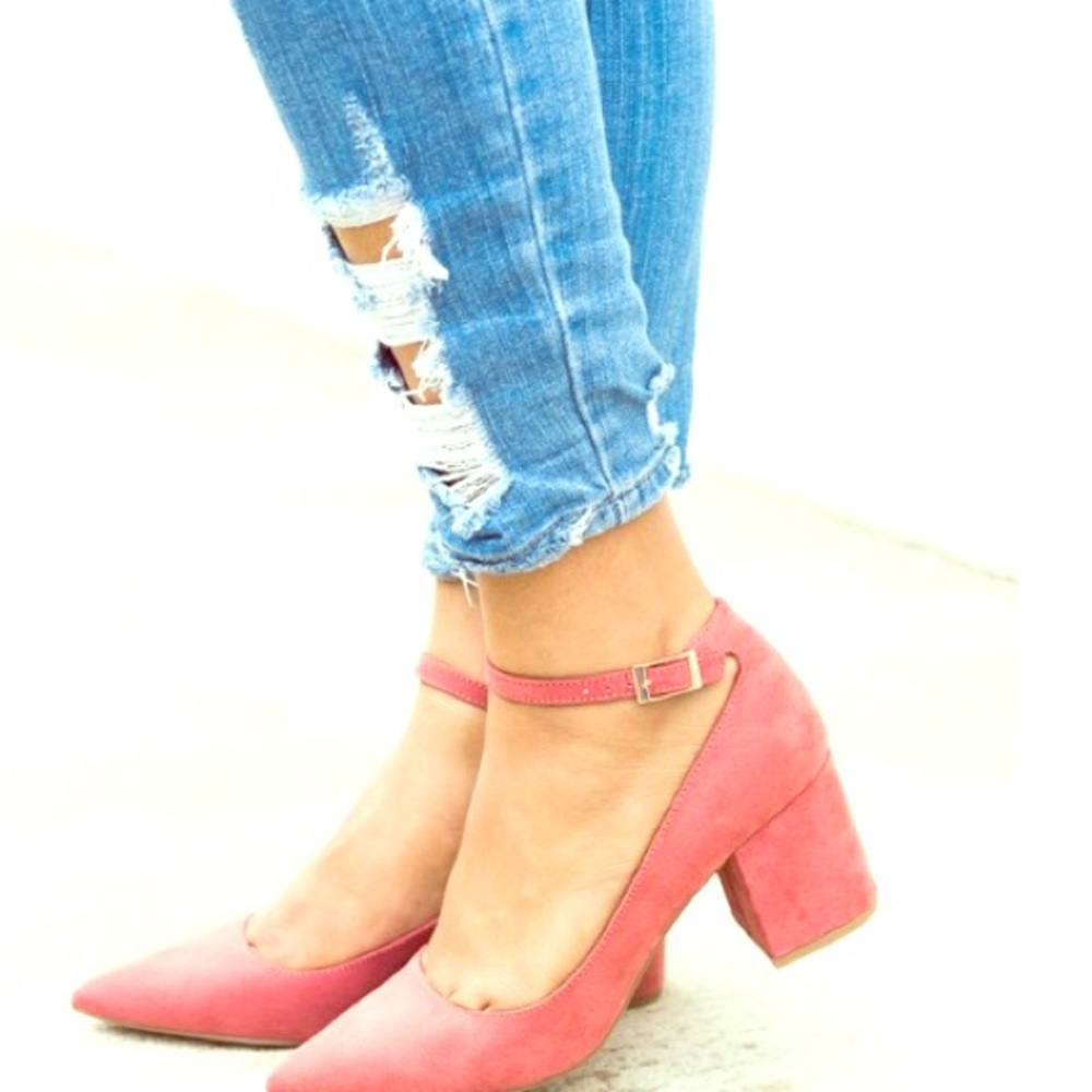 pink block heels
