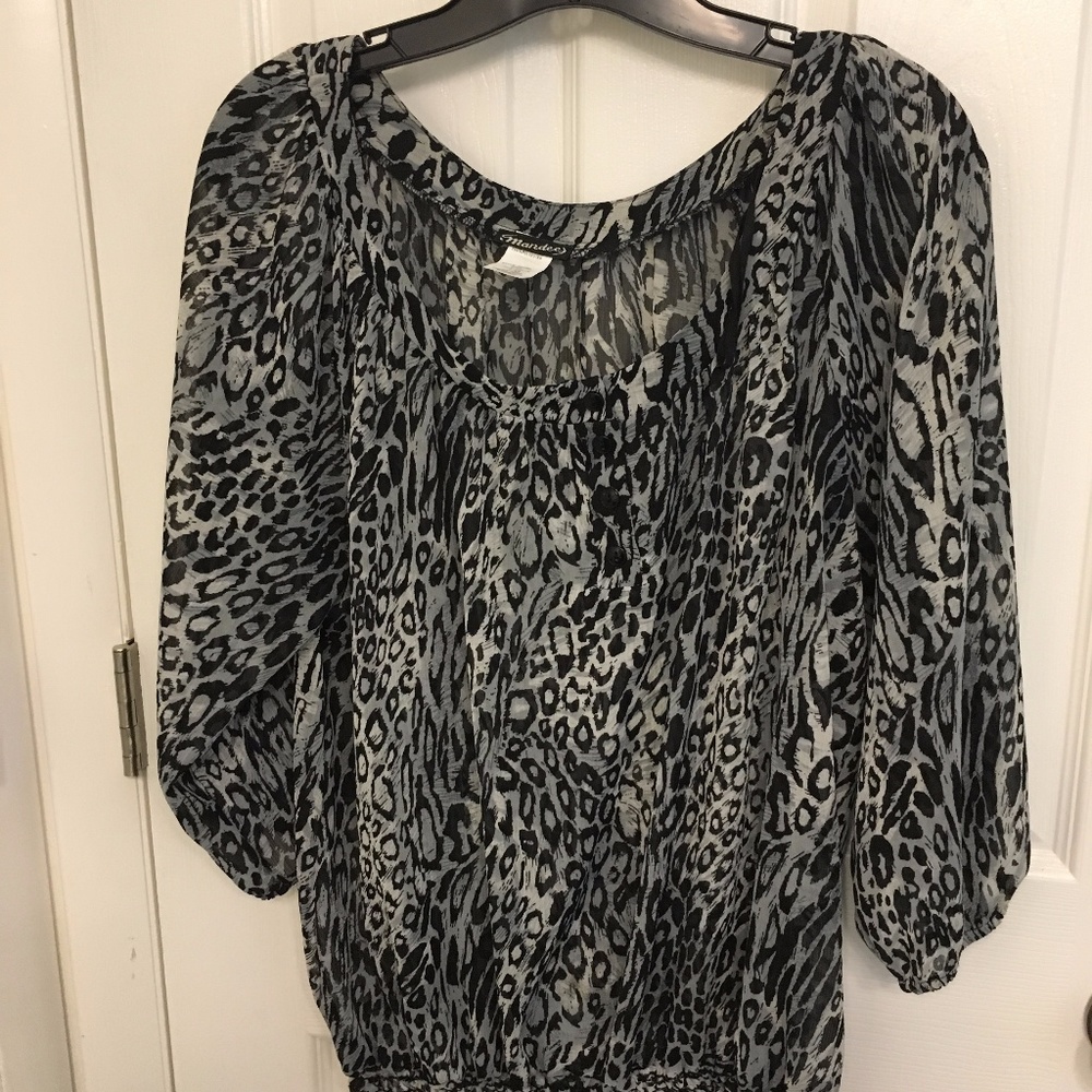 Mandee Leopard Print Sheer Top Size L
