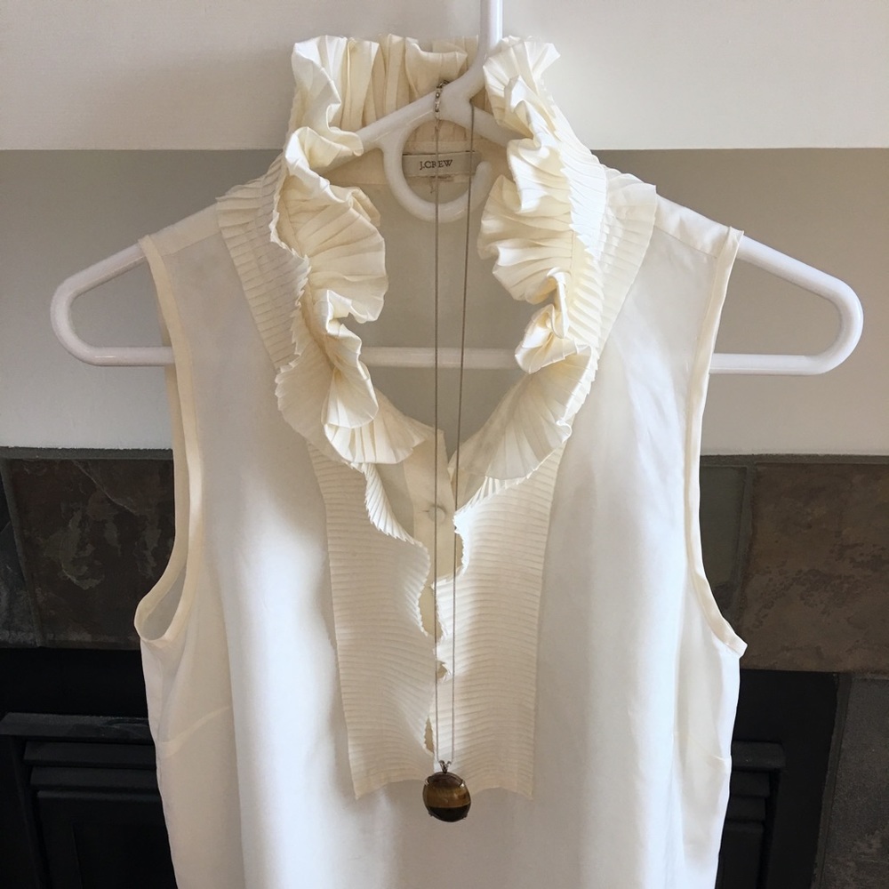 Ivory Silk Ruffle Blouse