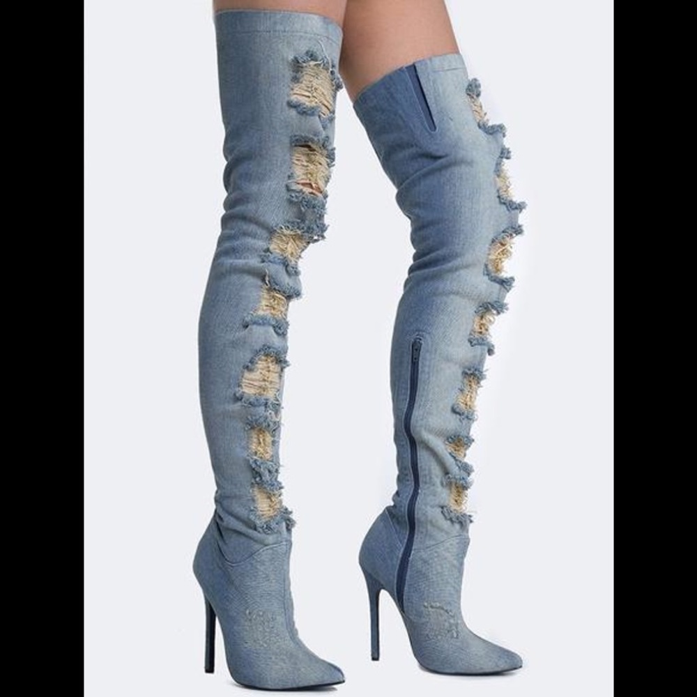 Thigh High Denim Boots