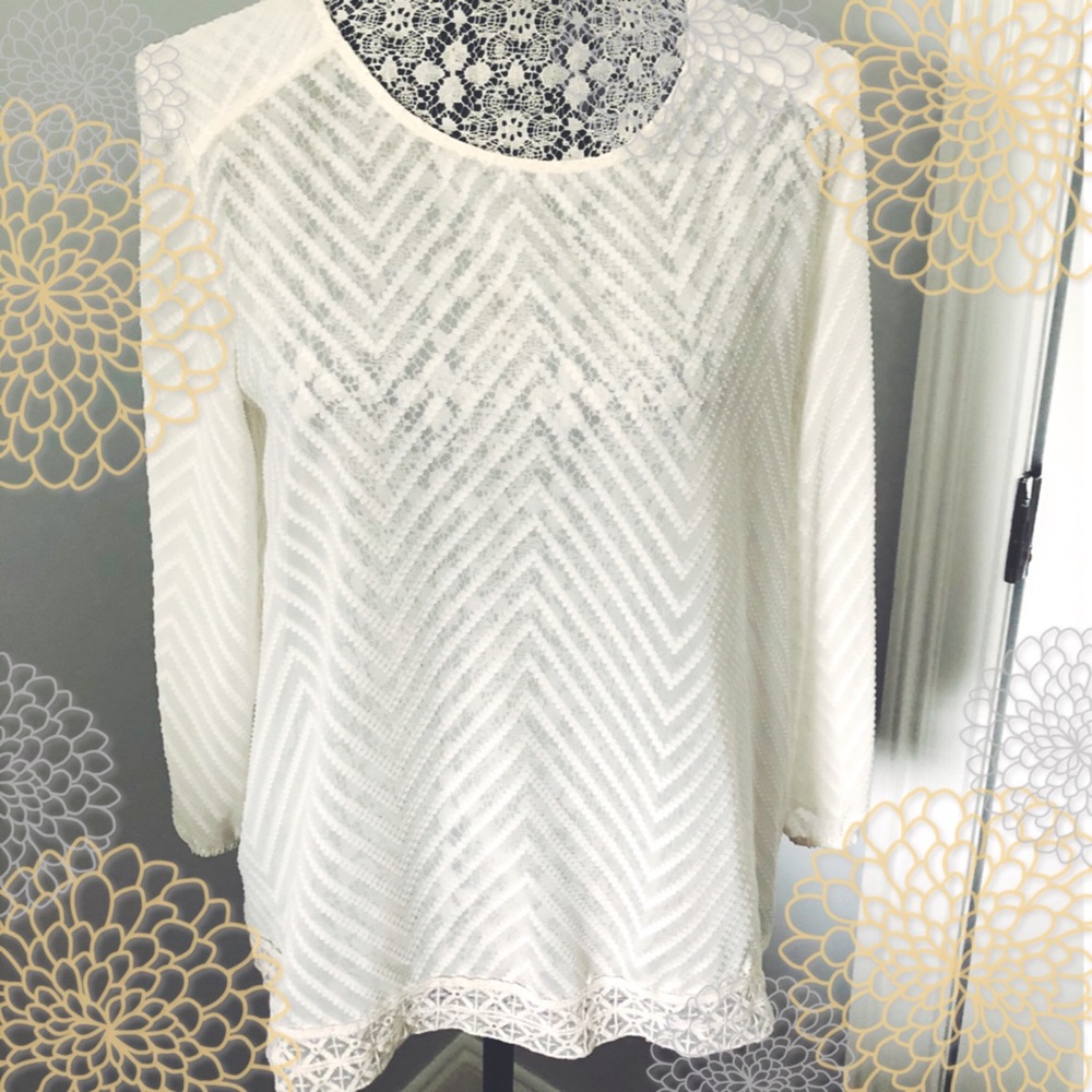 Sheer 3/4 Sleeve Blouse