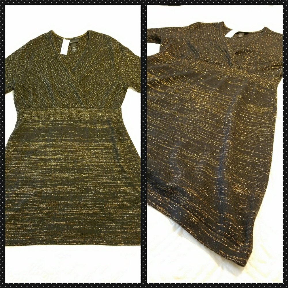 Lane Bryant black and gold sweater dress 18/20 NWT