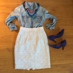 Vintage white sequined skirt
