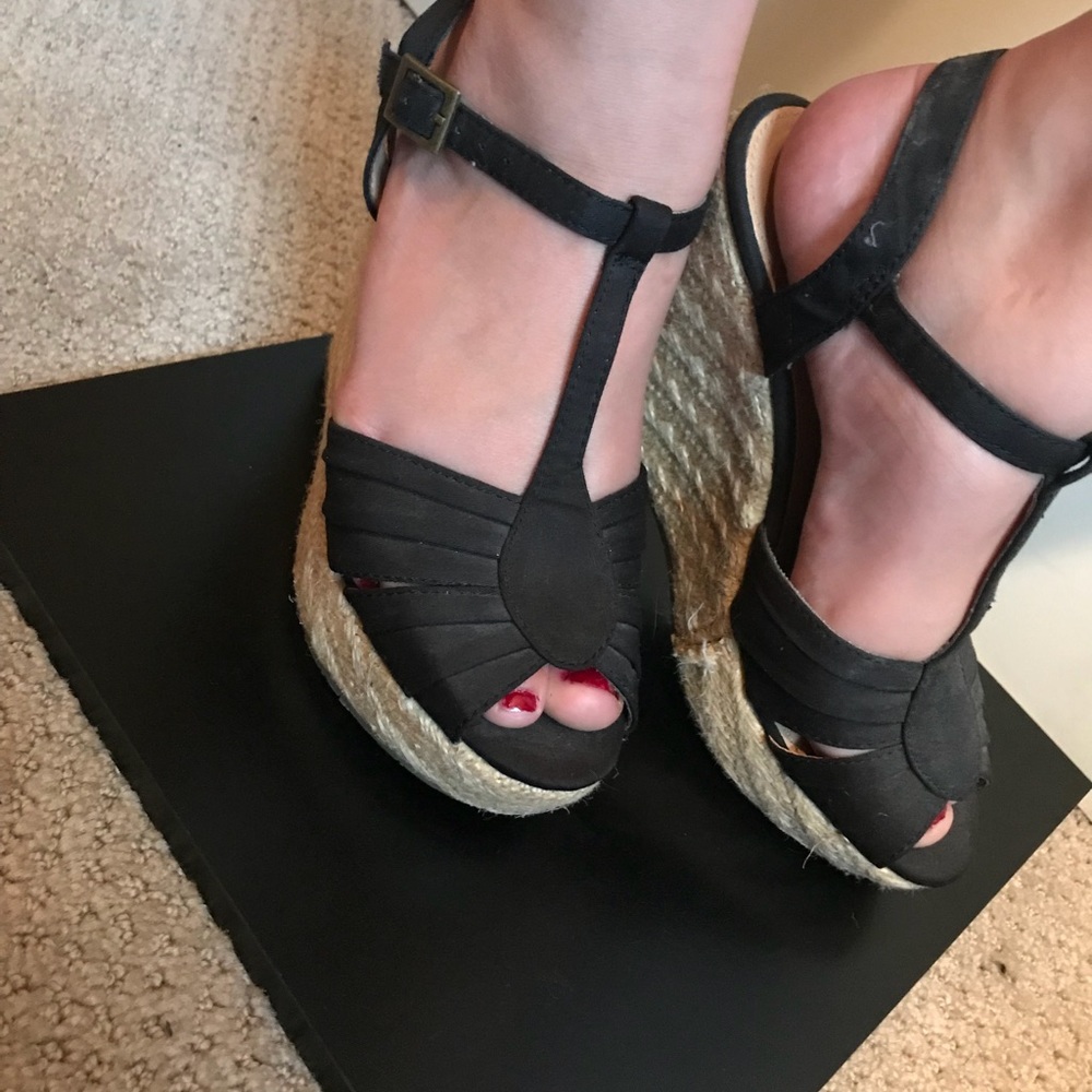 Candies Black Wedges