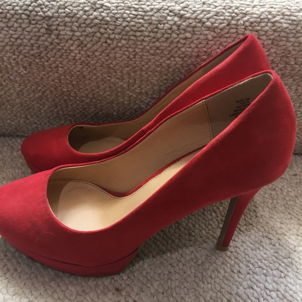 Red suede heels