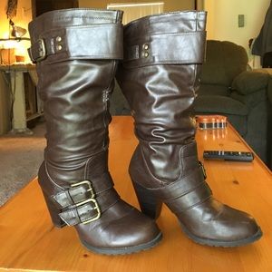 Brown heeled boots