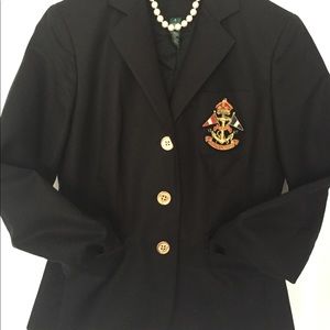 Lauren Ralph Lauren Black Dustin Blazer with Crest