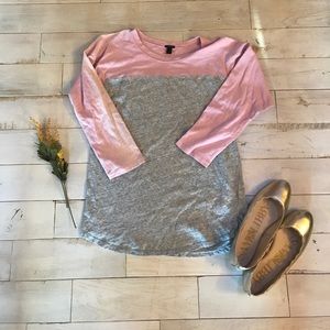 J. Crew Pink and Grey Long Sleeve Top