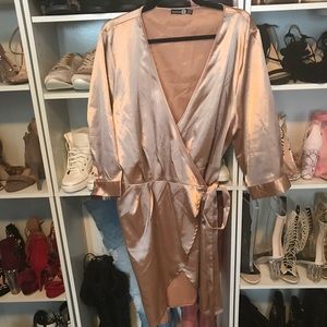 satin wrap dress boohoo