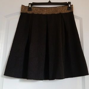 Black A Line skirt with gold waist, size L