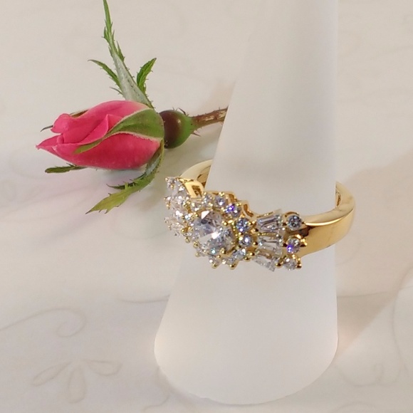 Simulated Diamond CZ 14k YG Swarovski Gemstones™ Size 7 - Picture 2 of 9