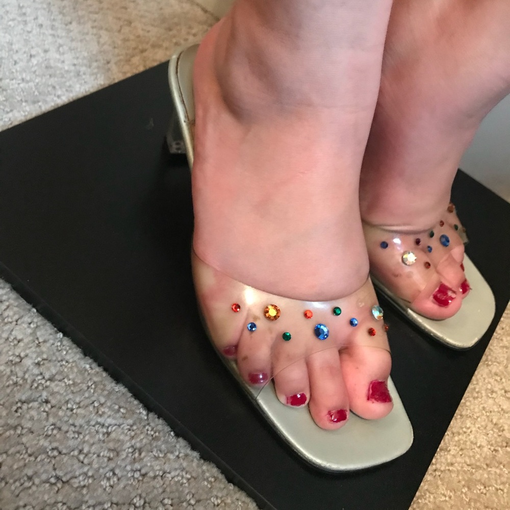 Iridescent Clear Heel sandal