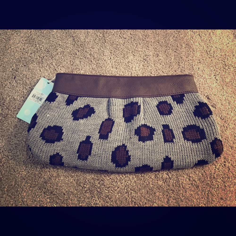 Mudpie Grey animal print clutch sweater material