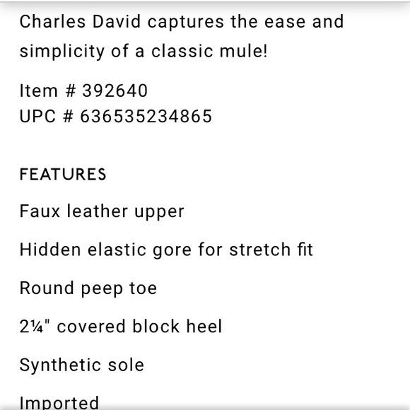 NIB Charles David Black Leather Mule - Picture 5 of 5