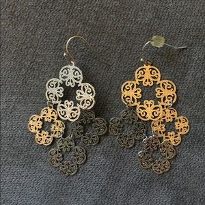 Silver boho dangly earrings