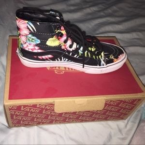 Hawaiian floral high top vans