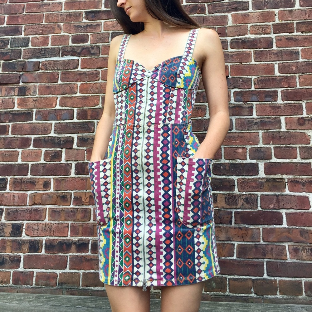 Amazing Marc Jacobs zip printed denim mini dress