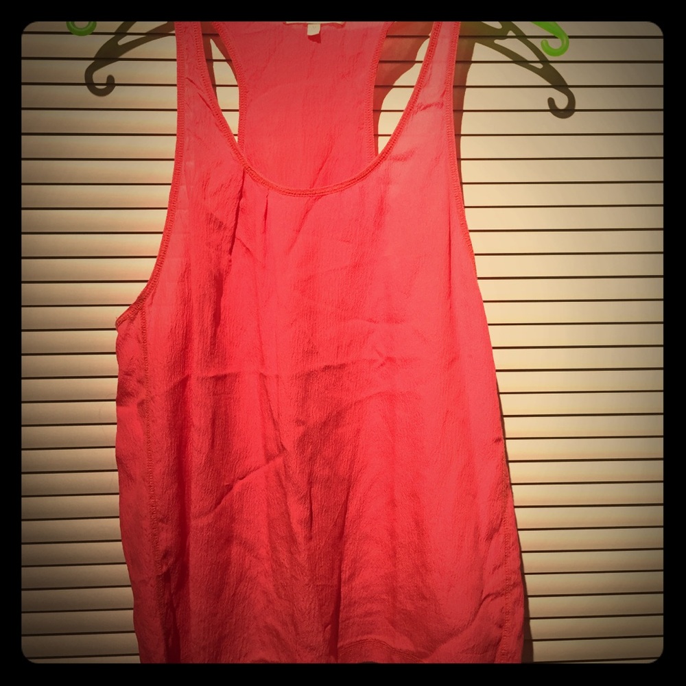 Red-orange silk racerback madewell top