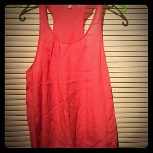 Red-orange silk racerback madewell top