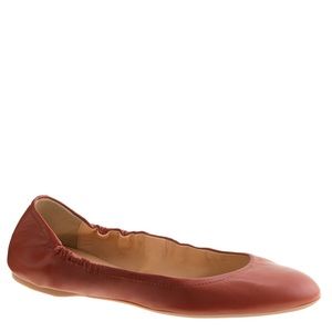 J Crew leather Emma ballet flat in cognac