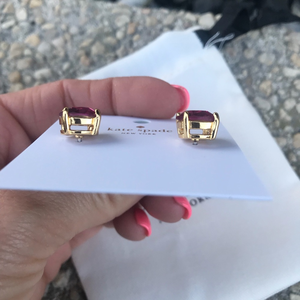 Kate Spade raspberry gemstone studs - Picture 5 of 7