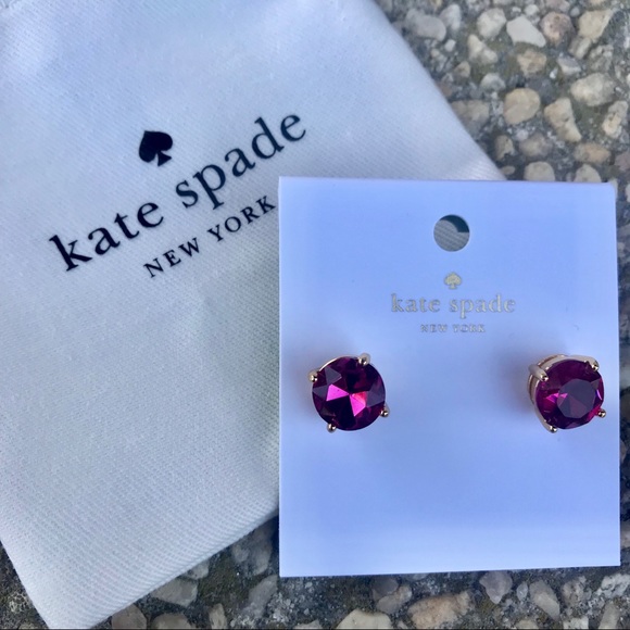 Kate Spade raspberry gemstone studs - Picture 2 of 7